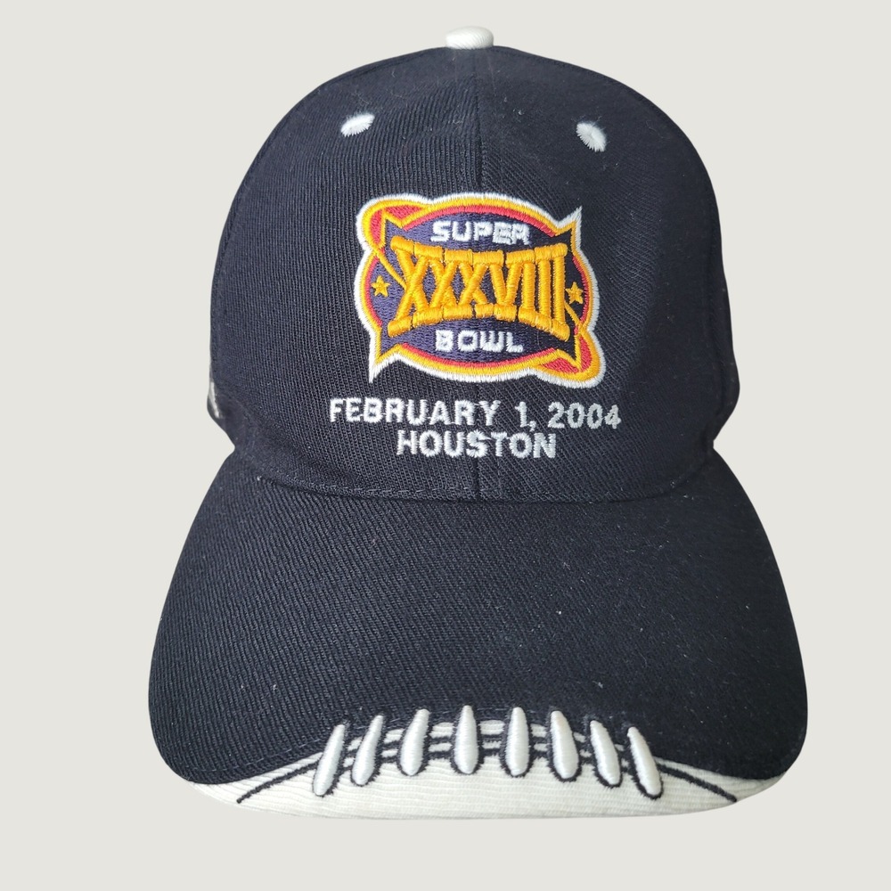 NFL Super Bowl XXXVIII 2004 Houston New England Patriots Black Hat Cap